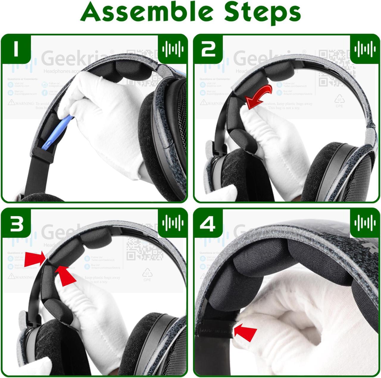 Alt view image 5 of 6 - Geekria Fabric Headband Pad Compatible with Sennheiser HD600, HD580, HD650, HD660 S Headphone Replacement Headband / Headband Cushion / Replacement Pad Repair Parts (Black)