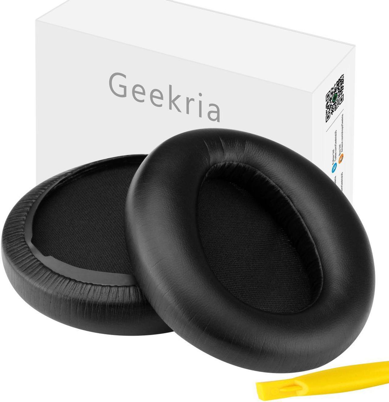 Main image of Geekria QuickFit Protein Leather Replacement Ear Pads for SONY MDR-10RBT, MDR-10RNC, MDR-10R Headphones Ear Cushions, Headset Earpads, Ear Cups Repair Parts (Black)