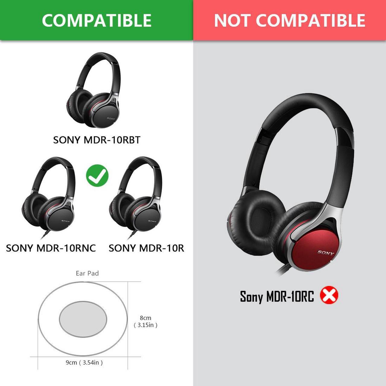 Alt view image 3 of 12 - Geekria QuickFit Protein Leather Replacement Ear Pads for SONY MDR-10RBT, MDR-10RNC, MDR-10R Headphones Ear Cushions, Headset Earpads, Ear Cups Repair Parts (Black)