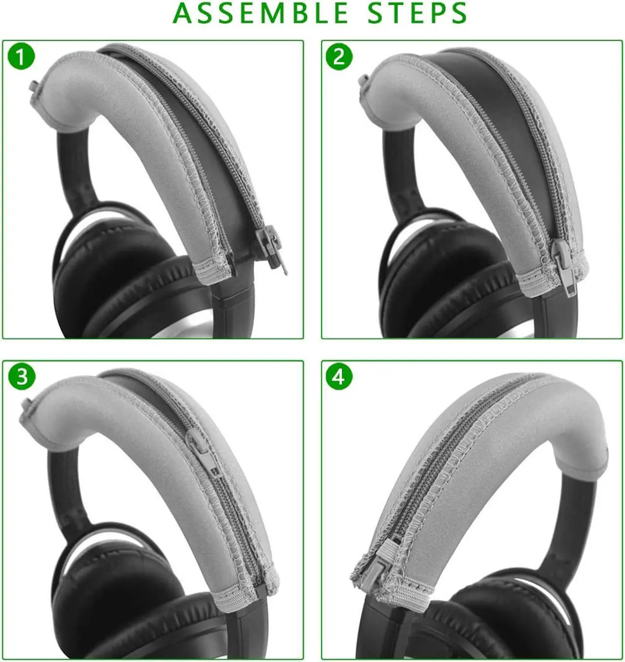Alt view image 6 of 9 - Geekria Headband Cover Compatible with Bose QuietComfort QC 15, QC2 Headphones / Headband Protector Repair Parts / Easy DIY Installation No Tool Needed (Gray)