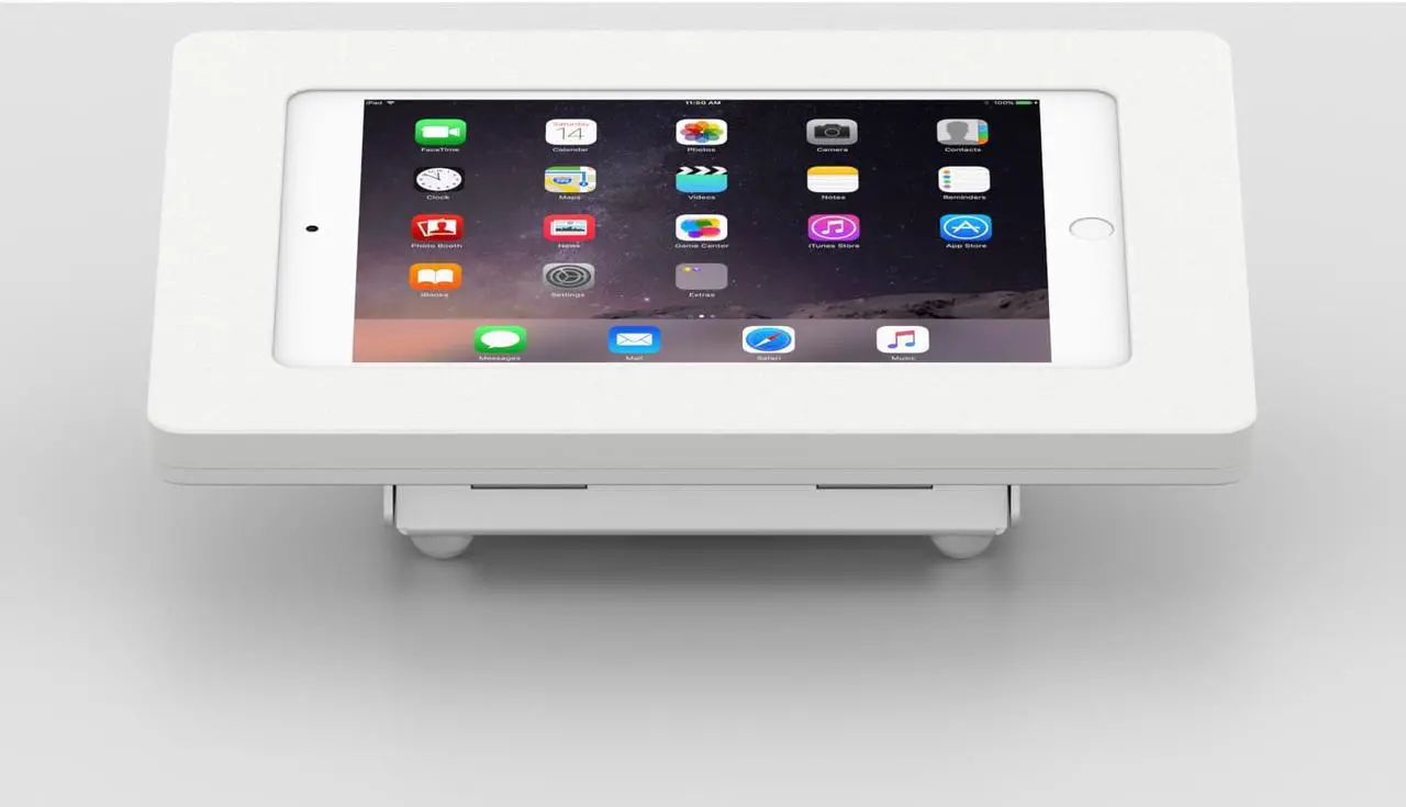 Alt view image 2 of 7 - VidaMount White Enclosure and Fixed Tilted 15° Desk / Surface Mount [Bundle] compatible with iPad Mini 1/2/3