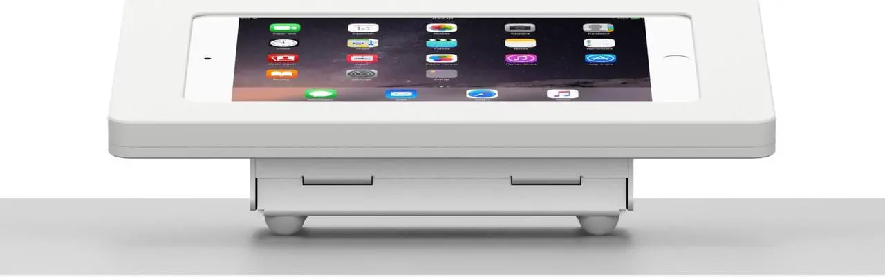 Alt view image 3 of 7 - VidaMount White Enclosure and Fixed Tilted 15° Desk / Surface Mount [Bundle] compatible with iPad Mini 1/2/3