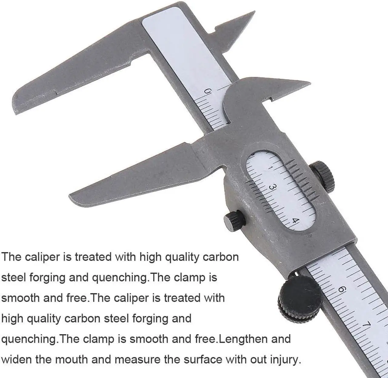 Alt view image 4 of 7 - 160mm Mini Carbon Steel Vernier Caliper Ruler with 0.1mm / 0.063in Accuracy and Sliding Wheel for Measuring