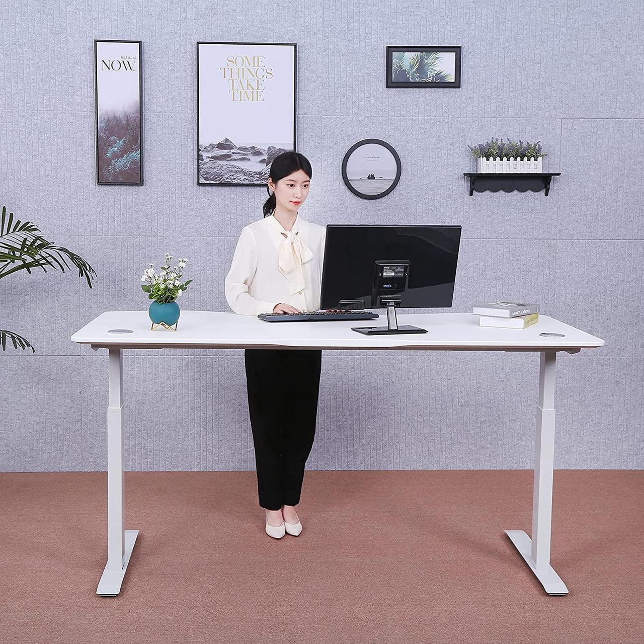 Alt view image 4 of 7 - ApexDesk Elite Series 71" Electric Height Adjustable Standing Desk with Memory Controller (White Top, White Frame)
