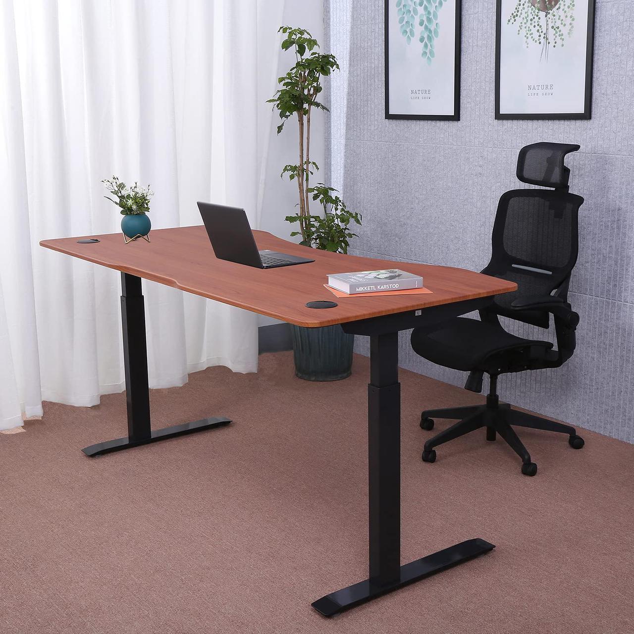 Alt view image 2 of 7 - ApexDesk Elite Series 71" Electric Height Adjustable Standing Desk with Memory Controller (Red Cherry Top, Black Frame)
