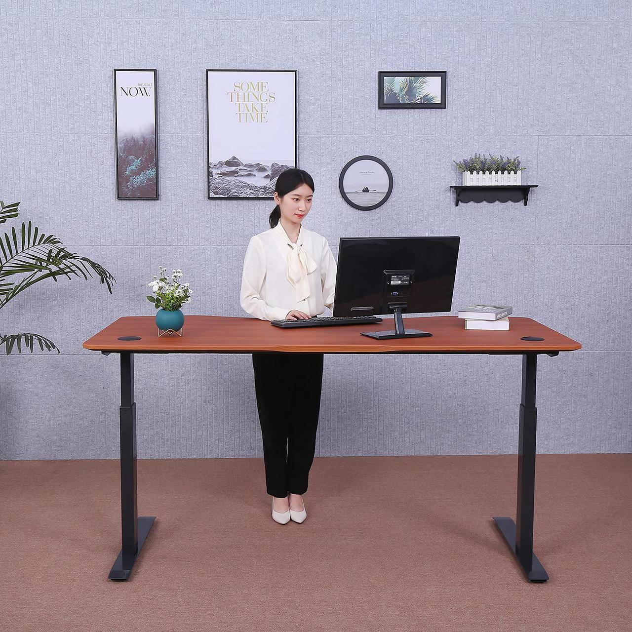 Alt view image 5 of 7 - ApexDesk Elite Series 71" Electric Height Adjustable Standing Desk with Memory Controller (Red Cherry Top, Black Frame)