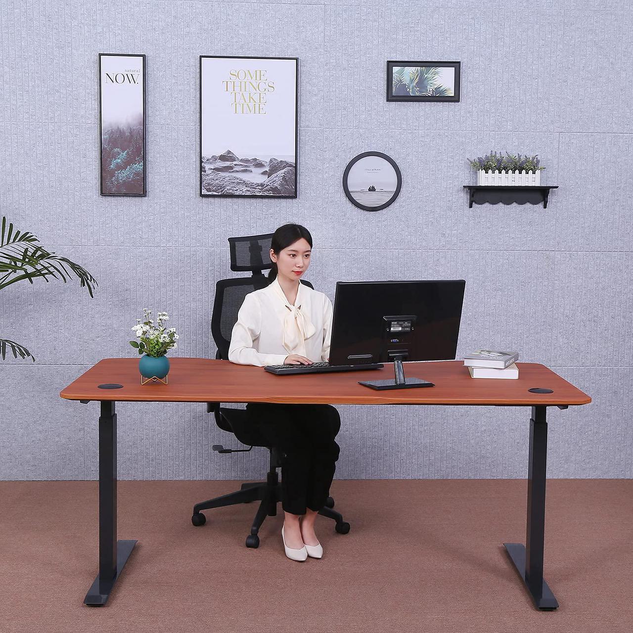 Alt view image 3 of 7 - ApexDesk Elite Series 71" Electric Height Adjustable Standing Desk with Memory Controller (Red Cherry Top, Black Frame)