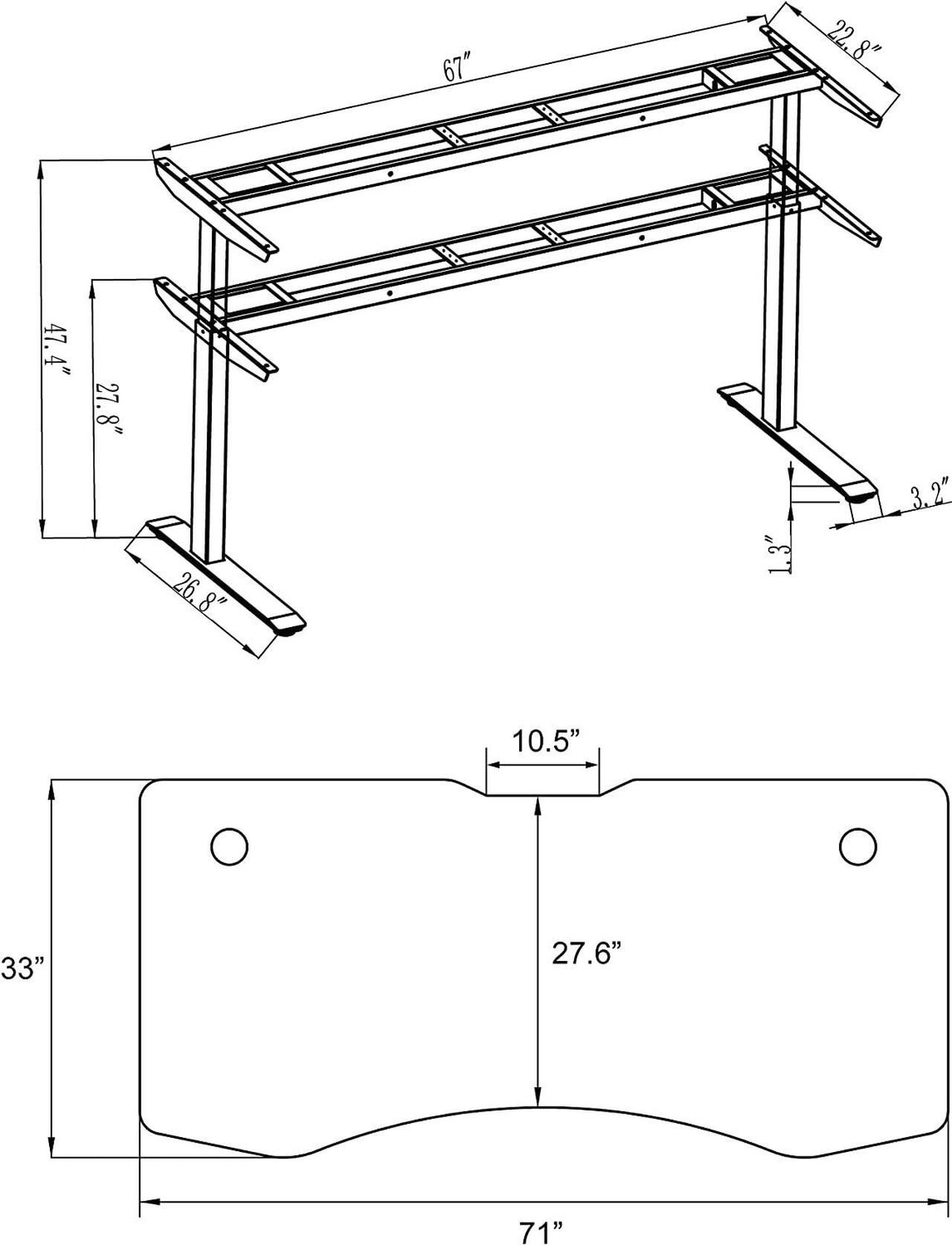 Alt view image 7 of 7 - ApexDesk Elite Series 71" Electric Height Adjustable Standing Desk with Memory Controller (Red Cherry Top, Black Frame)