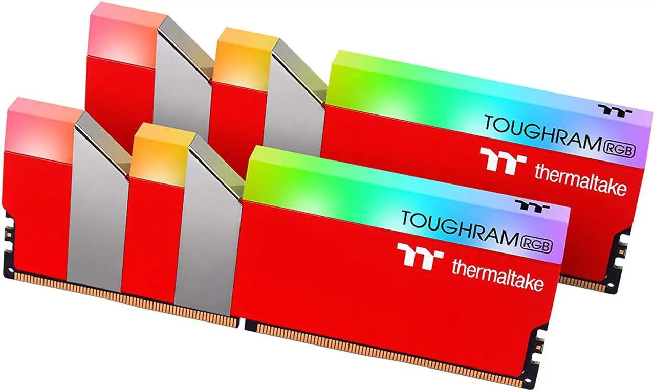Main image of Thermaltake TOUGHRAM RGB DDR4 3600MHz 16GB (8GB x 2) 16.8 Million Color RGB Alexa/Razer Chroma/5V Motherboard Syncable RGB Memory- Racing Red (RG25D408GX2-3600C18A)