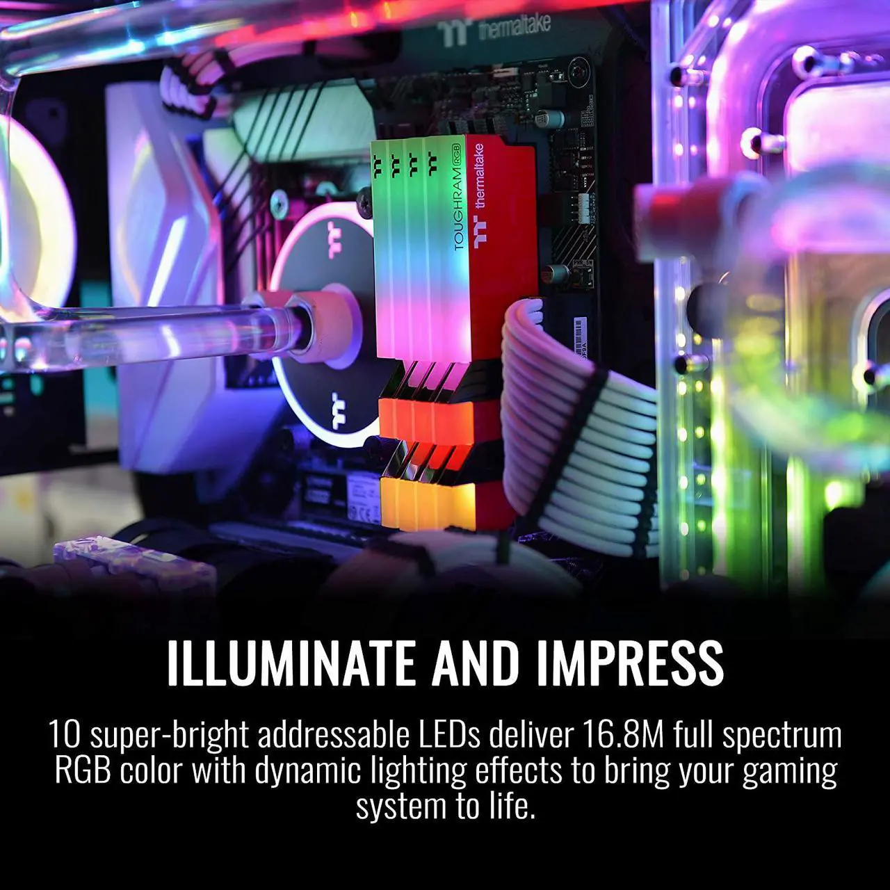 Alt view image 5 of 5 - Thermaltake TOUGHRAM RGB DDR4 3600MHz 16GB (8GB x 2) 16.8 Million Color RGB Alexa/Razer Chroma/5V Motherboard Syncable RGB Memory- Racing Red (RG25D408GX2-3600C18A)