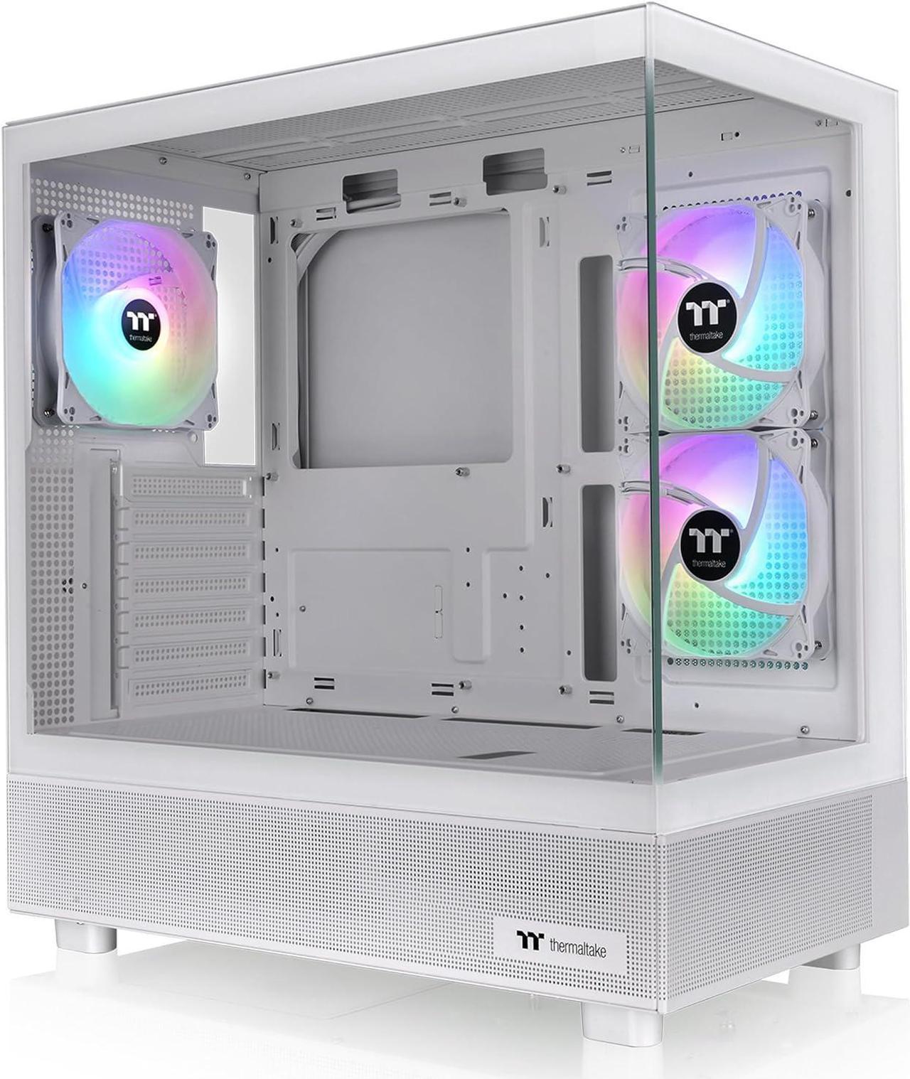 Thermaltake View 270 Plus TG ARGB Snow Mid Tower E-ATX Case 3x120mm ARGB Fans Included Support Up to 360mm Radiator Front & Side Dual Tempered Glass Panel CA-1Y7-00M6WN-01