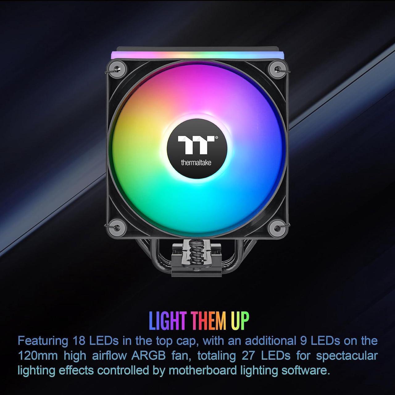 Alt view image 4 of 6 - Thermaltake ASTRIA 200 ARGB CPU cooler, Compatible with latest Intel LGA 1851 and AMD AM5 CPU socket Single Tower 210W TDP cooling power CL-P119-AL12SW-A