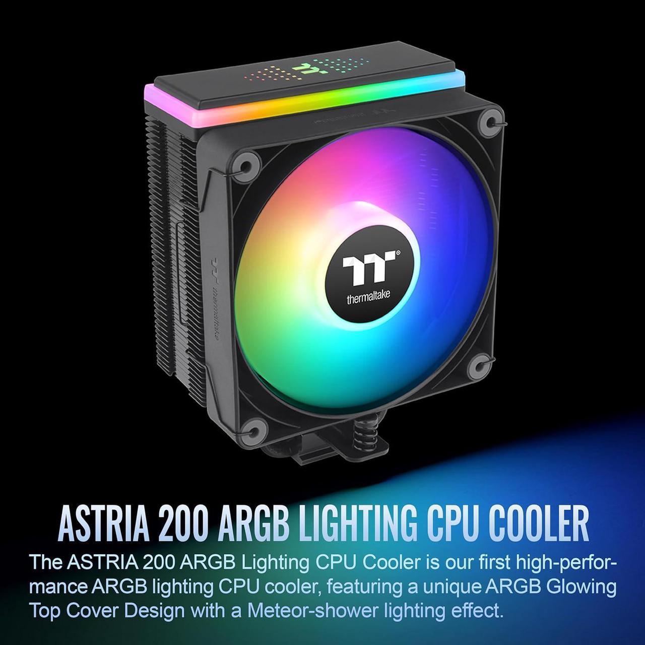 Alt view image 2 of 6 - Thermaltake ASTRIA 200 ARGB CPU cooler, Compatible with latest Intel LGA 1851 and AMD AM5 CPU socket Single Tower 210W TDP cooling power CL-P119-AL12SW-A