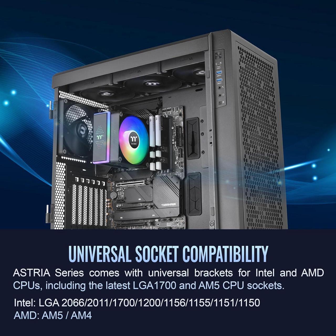 Alt view image 6 of 6 - Thermaltake ASTRIA 200 ARGB CPU cooler, Compatible with latest Intel LGA 1851 and AMD AM5 CPU socket Single Tower 210W TDP cooling power CL-P119-AL12SW-A