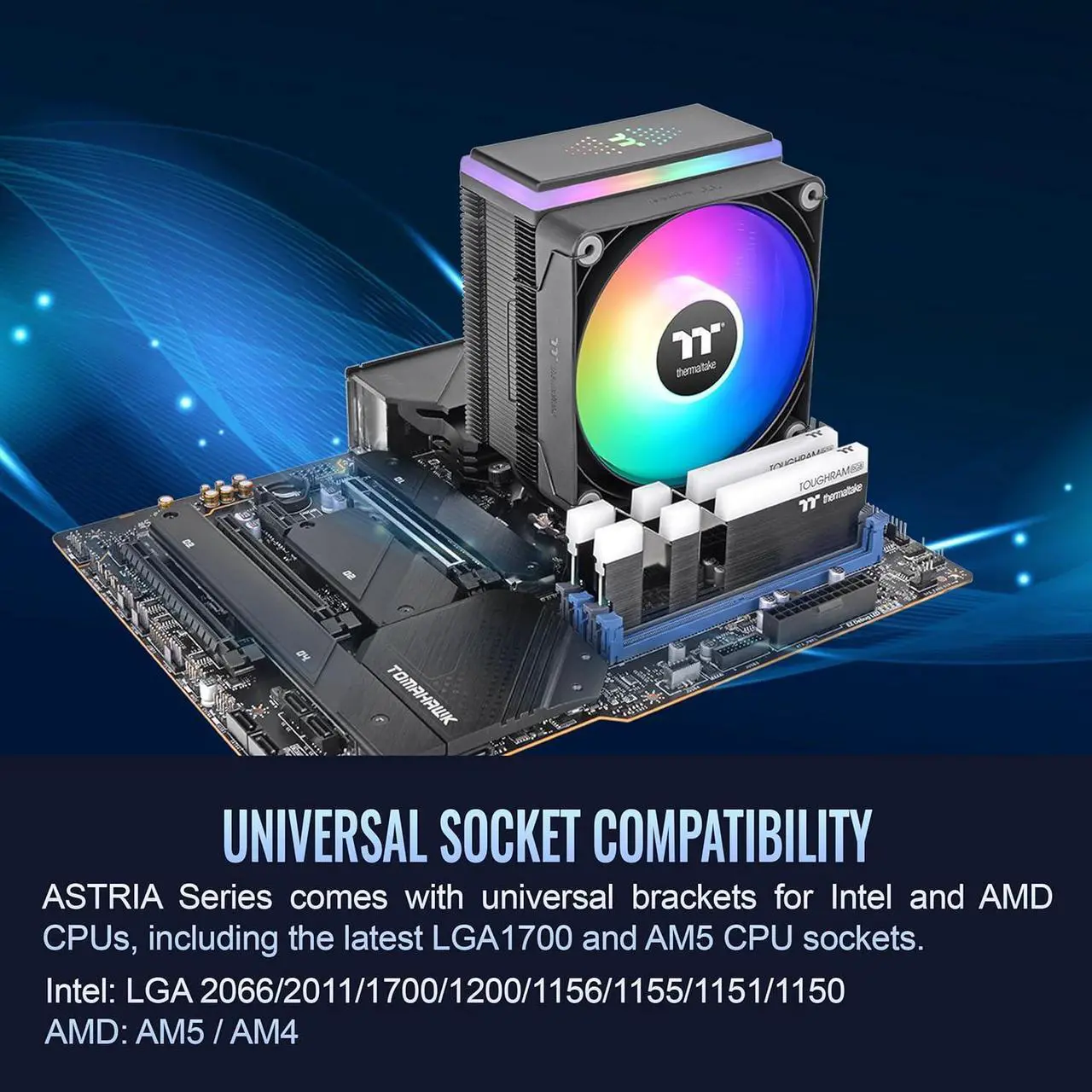 Alt view image 6 of 6 - Thermaltake ASTRIA 400 ARGB CPU cooler Compatible with latest Intel LGA 1851 and AMD AM5 CPU socket Single Tower 230W TDP cooling power CL-P120-CA12SW-A