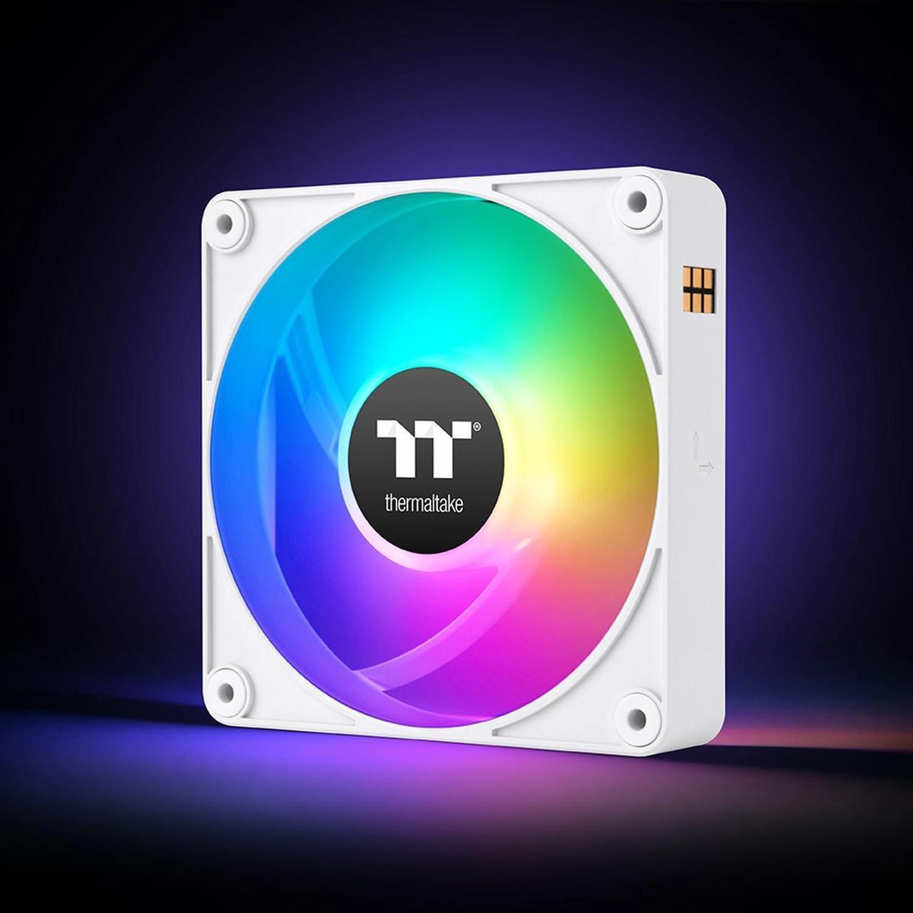 Alt view image 3 of 6 - Thermaltake CT120 EX ARGB Sync PC Cooling Fan White (3-Fan Pack), Magnetic Connection, 5V Motherboard Sync, 16.8 Million Colors 9 Addressable LEDs, 120 mm Case/Radiator Fan, CL-F190-PL12SW-A