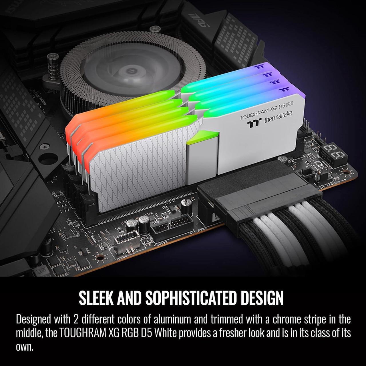 Alt view image 5 of 5 - Thermaltake TOUGHRAM XG RGB D5 Memory DDR5 32 GB (16GBx2) 5600 Mhz C36, Hynix IC, 16 LEDs, RG34D516GX2-5600C36B - White