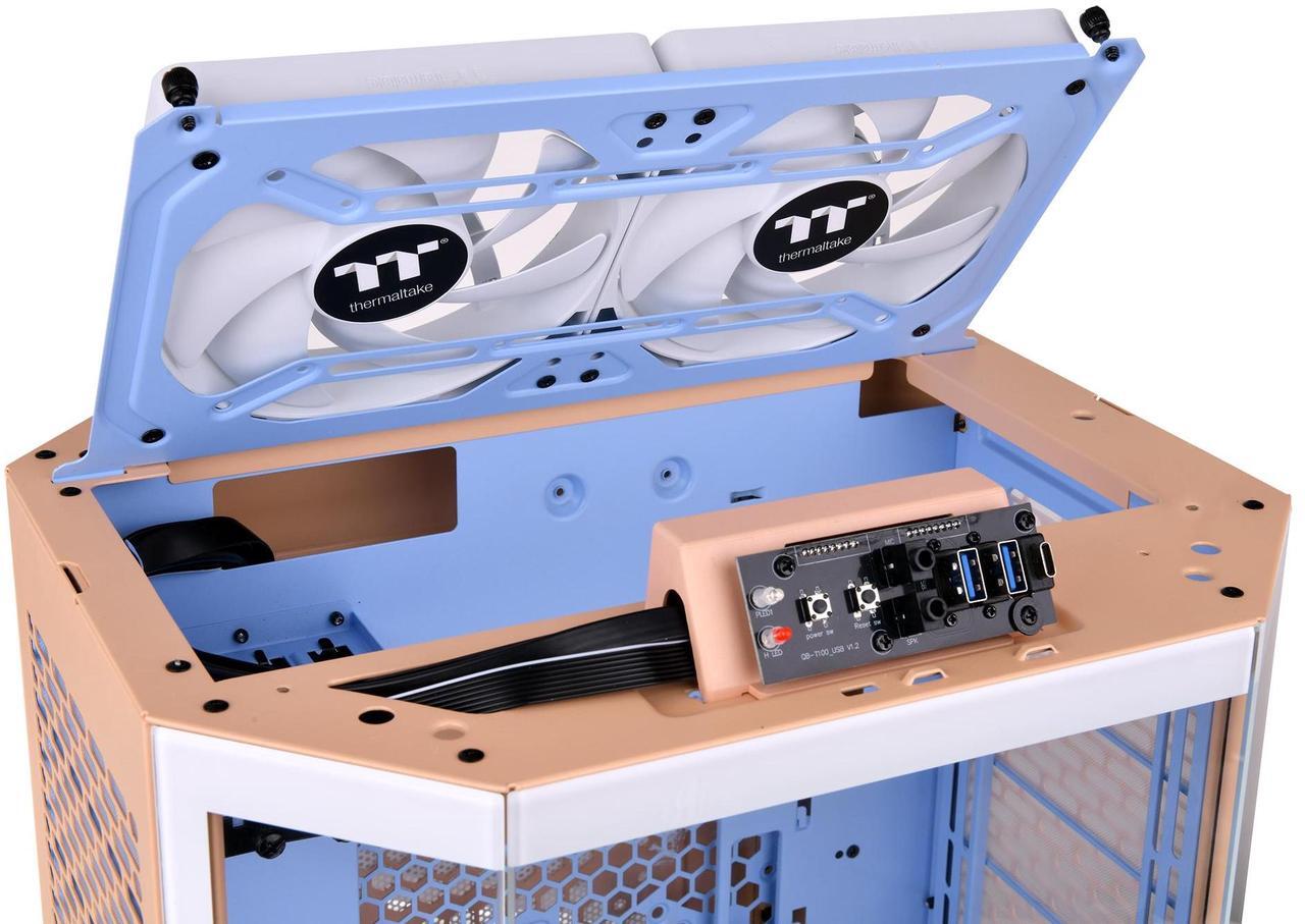 Alt view image 6 of 9 - Thermaltake Tower 300 Summer Edition Peach Fuzz Micro-ATX Case; 2x140mm CT Fan Included; Supports Up to 420mm Radiator; Horizontal Display Capable; CA-1Y4-00SKWN-00