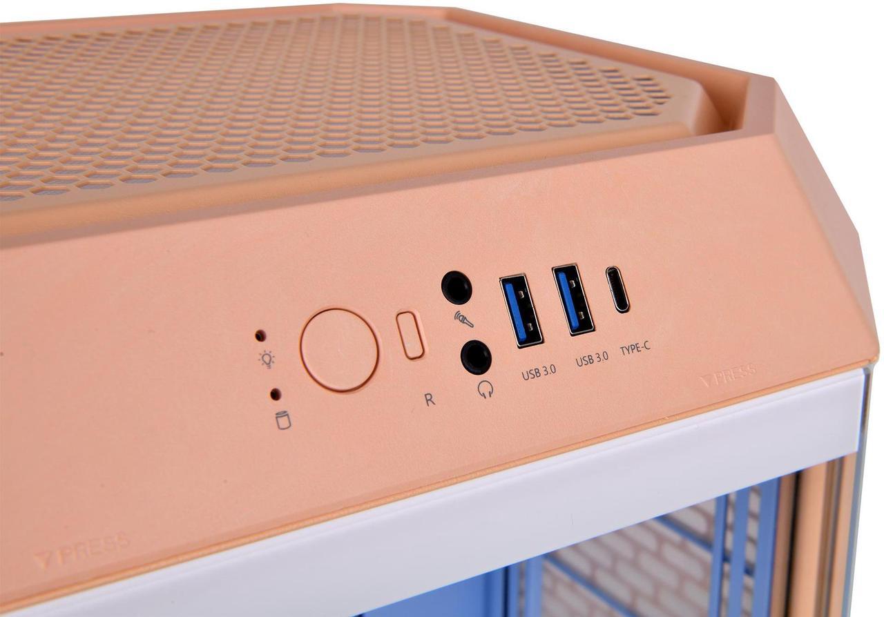 Alt view image 7 of 9 - Thermaltake Tower 300 Summer Edition Peach Fuzz Micro-ATX Case; 2x140mm CT Fan Included; Supports Up to 420mm Radiator; Horizontal Display Capable; CA-1Y4-00SKWN-00