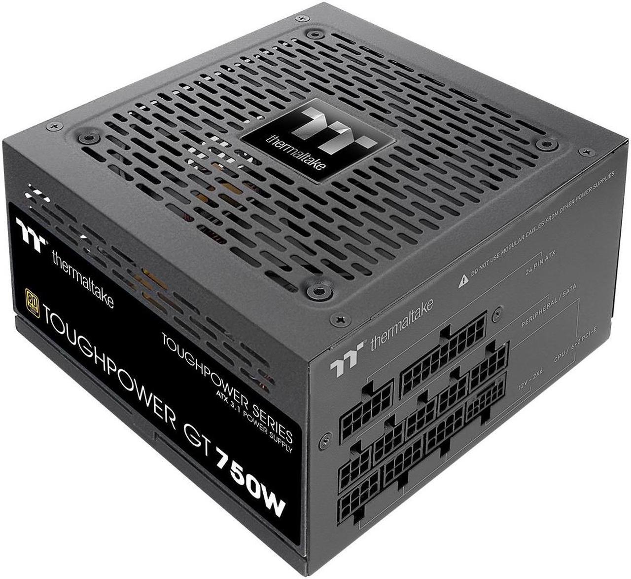 Thermaltake Toughpower GT 750W ATX 3.1 Standard Power Supply; 80 Plus Gold Efficiency; Smart Zero Fan; Native 300W PCIe 5.1 Connector; PS-TPT-0750FNFAGU-3