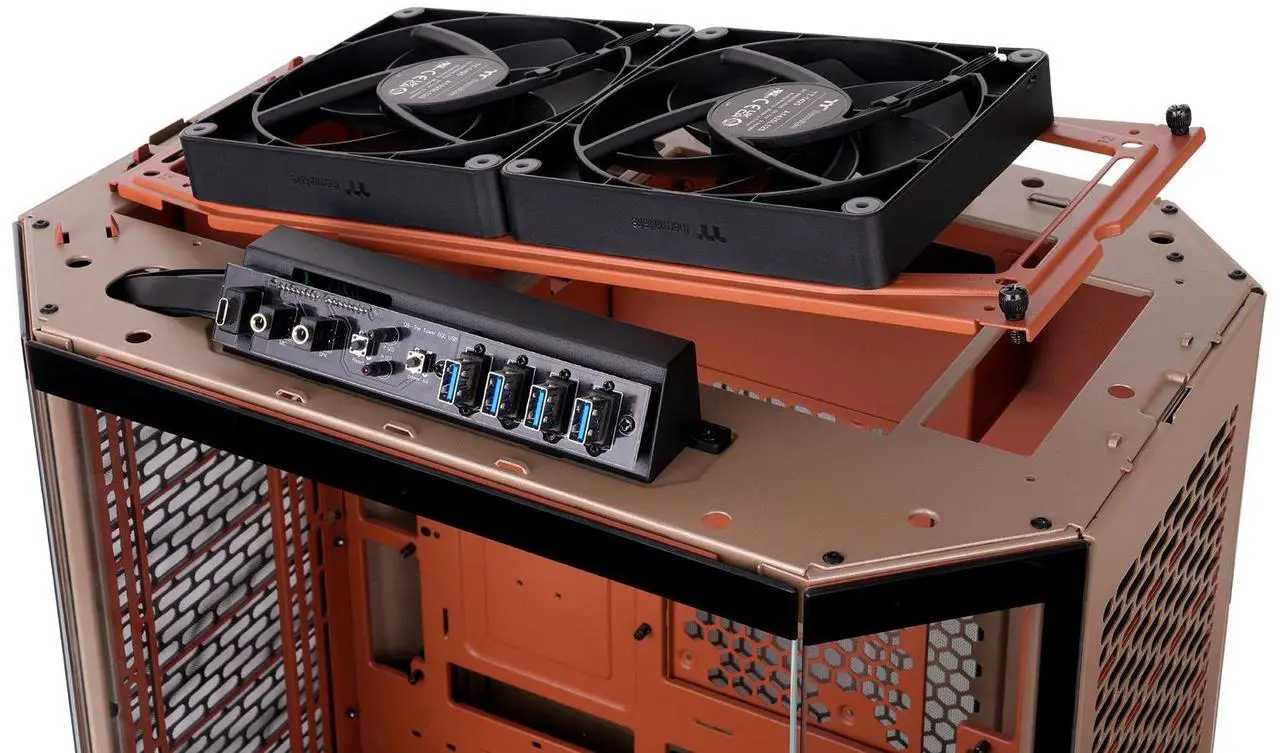 Alt view image 6 of 14 - Thermaltake Tower 600 Mid Tower; 2x140mm CT Fans Included; 420mm Radiator Support; 400mm GPU Clearance; Hidden Connector Support; Rotatable PCIe Slots; Gravel Sand; CA-1Z1-00MGWN-00