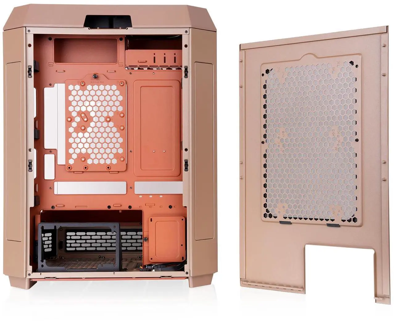 Alt view image 4 of 14 - Thermaltake Tower 600 Mid Tower; 2x140mm CT Fans Included; 420mm Radiator Support; 400mm GPU Clearance; Hidden Connector Support; Rotatable PCIe Slots; Gravel Sand; CA-1Z1-00MGWN-00