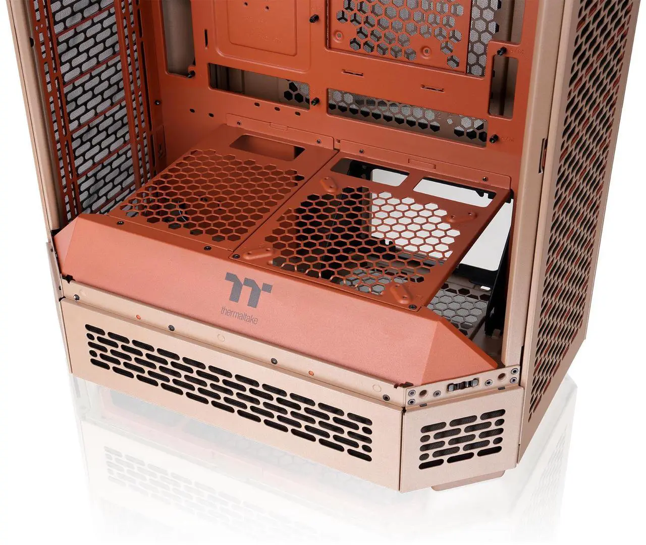 Alt view image 7 of 14 - Thermaltake Tower 600 Mid Tower; 2x140mm CT Fans Included; 420mm Radiator Support; 400mm GPU Clearance; Hidden Connector Support; Rotatable PCIe Slots; Gravel Sand; CA-1Z1-00MGWN-00