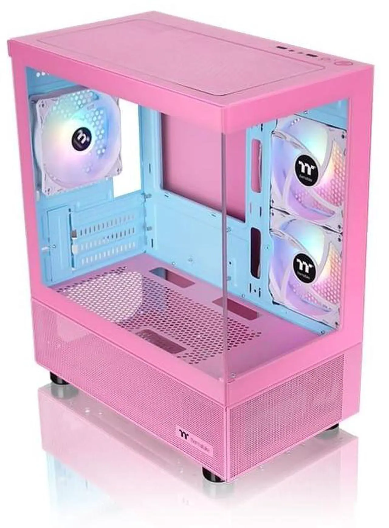 Alt view image 5 of 20 - Thermaltake View 170 TG ARGB m-ATX Chassis; 3x120mm ARGB Lite Fans Included; 280mm Radiator Support; 340mm GPU Clearance; 160mm Air Cooler Max Height; Bubble Pink; CA-1Z4-00MAWN-01