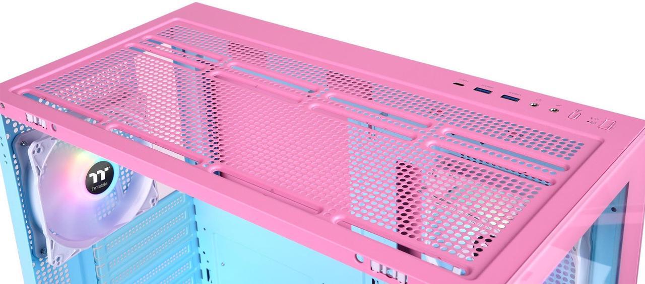Alt view image 6 of 15 - Thermaltake View 270 Plus TG ARGB Mid Tower Chassis; 3x120mm ARGB Lite Fans Included; 360mm Radiator Support; 420mm GPU Clearance; 180mm Air Cooler Max Height; Bubble Pink; CA-1Y7-00MAWN-00