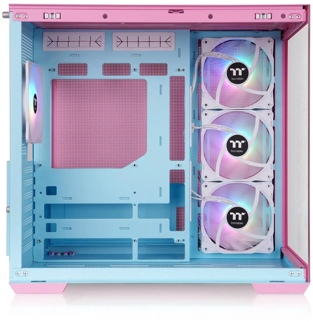 Alt view image 2 of 9 - Thermaltake View 380 TG ARGB Mid Tower Chassis; 4x120mm ARGB Lite Fans Included; 360mm Radiator Support; 415mm GPU Clearance; Hidden Connector Support; Bubble Pink; CA-1Z2-00MAWN-00