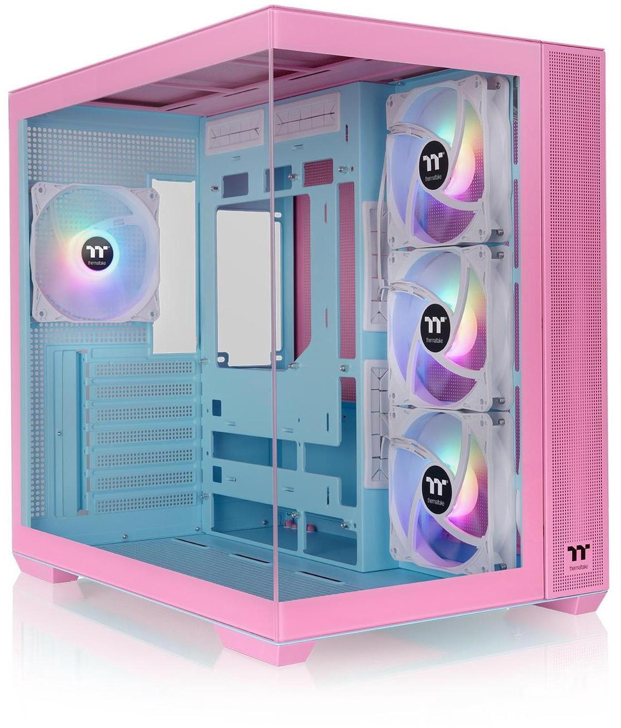 Main image of Thermaltake View 380 TG ARGB Mid Tower Chassis; 4x120mm ARGB Lite Fans Included; 360mm Radiator Support; 415mm GPU Clearance; Hidden Connector Support; Bubble Pink; CA-1Z2-00MAWN-00