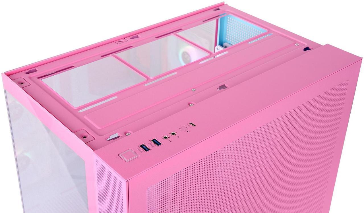 Alt view image 6 of 9 - Thermaltake View 380 TG ARGB Mid Tower Chassis; 4x120mm ARGB Lite Fans Included; 360mm Radiator Support; 415mm GPU Clearance; Hidden Connector Support; Bubble Pink; CA-1Z2-00MAWN-00