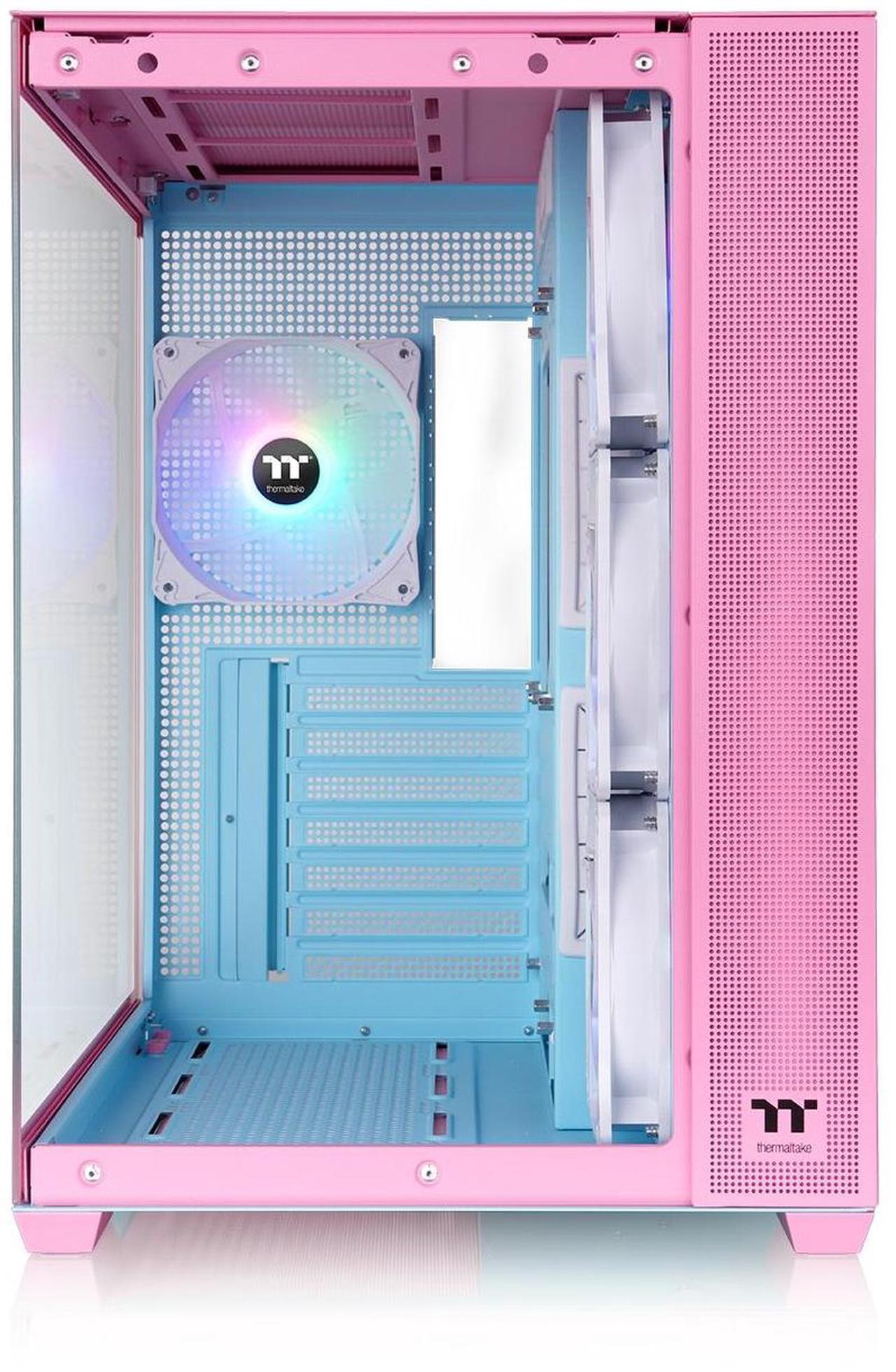 Alt view image 4 of 9 - Thermaltake View 380 TG ARGB Mid Tower Chassis; 4x120mm ARGB Lite Fans Included; 360mm Radiator Support; 415mm GPU Clearance; Hidden Connector Support; Bubble Pink; CA-1Z2-00MAWN-00