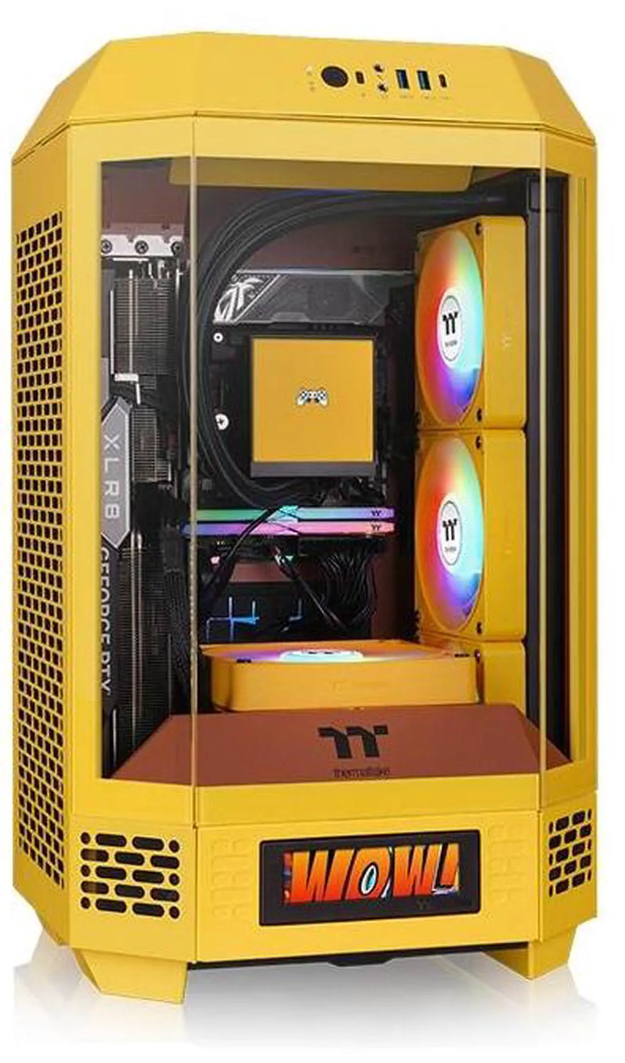 Alt view image 6 of 17 - Thermaltake Tower 250 mITX Mini Tower; 2x120mm CT Fans Included; 360mm Radiator Support; 360mm GPU Clearance; Dual Chamber; Butter Caramel; CA-1Z9-00SMWN-00