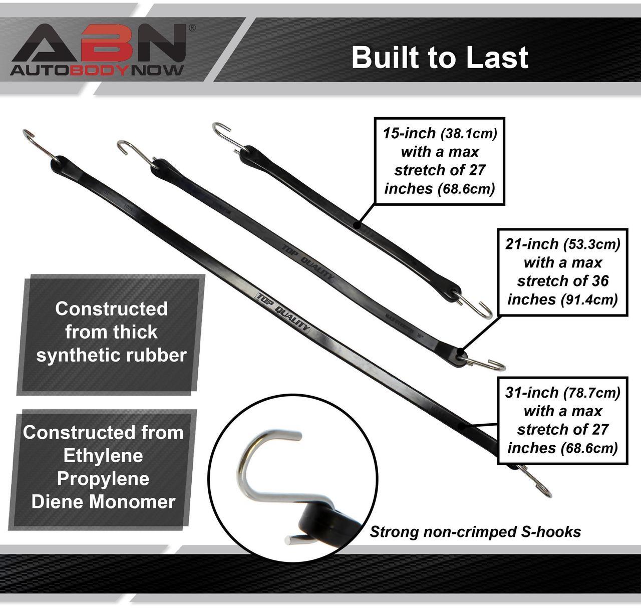 Alt view image 3 of 7 - ABN EPDM Assorted Bungee Cords with Hooks, 9pk  Heavy Duty Rubber Bungee Cord Set, Tarp Straps, Bungee Tie Downs