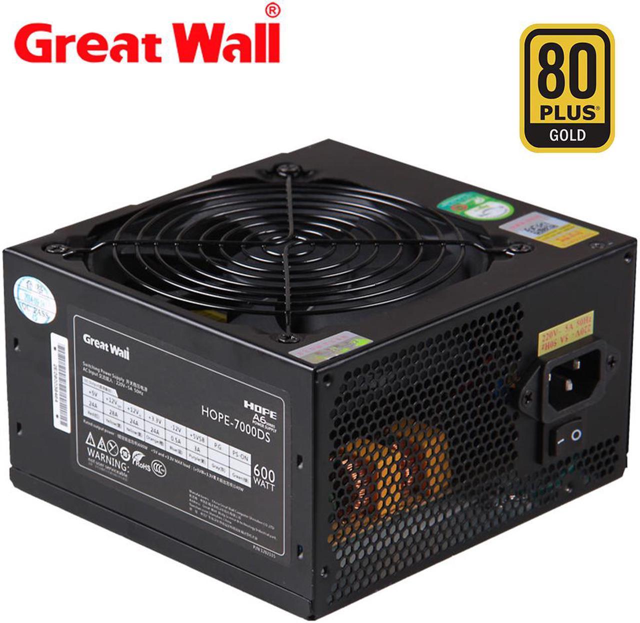 Great Wall 600W 80 Plus Power Supply Source Bronze 24pin PSU 120mm Fan 12V Power Supplies for PC APFC Computer PSU Unit