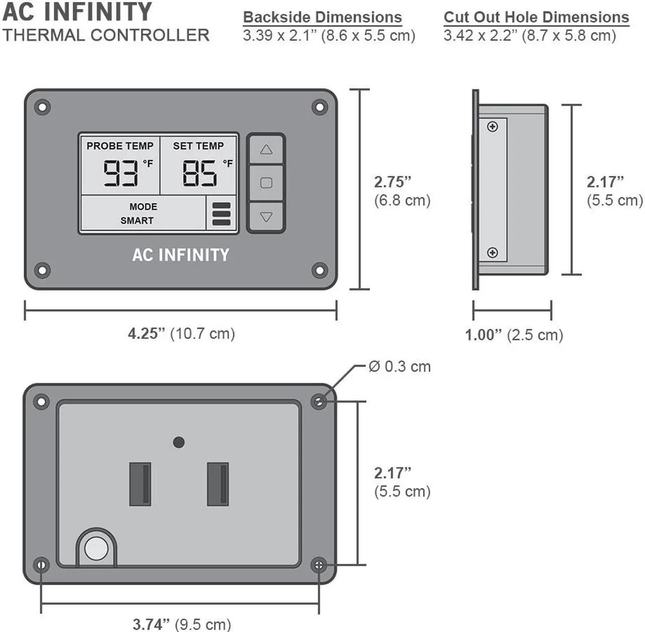 Alt view image 2 of 20 - AC Infinity Thermal Controller, Fan Thermostat and Speed Controller, for Home Theater AV Media Cabinet Cooling