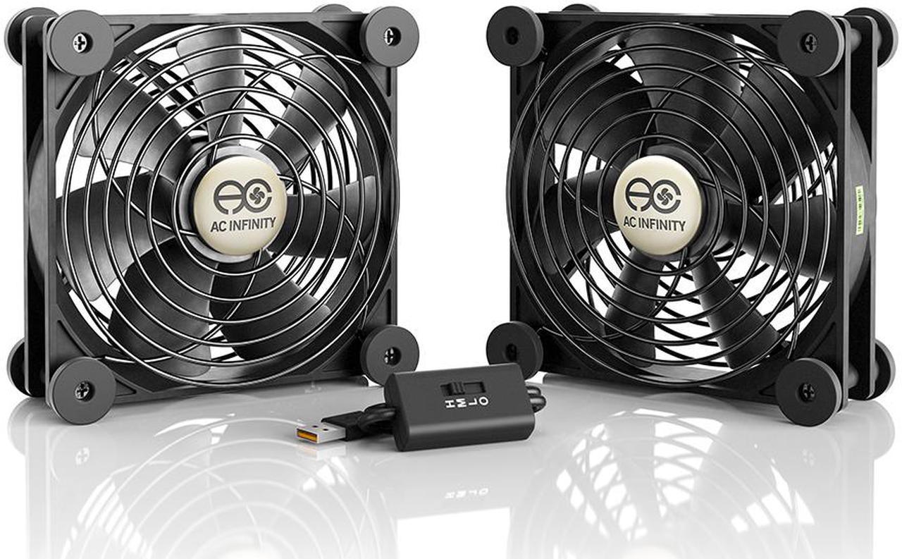 AC Infinity MULTIFAN S7, Quiet Dual 120mm USB Fan for Receiver DVR Playstation Xbox Computer Cabinet Cooling