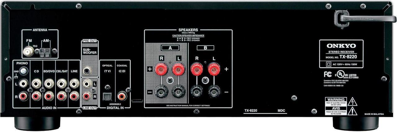 Alt view image 4 of 15 - Onkyo TX-8220 Analog Home Audio/Video Stereo Receiver (Black)