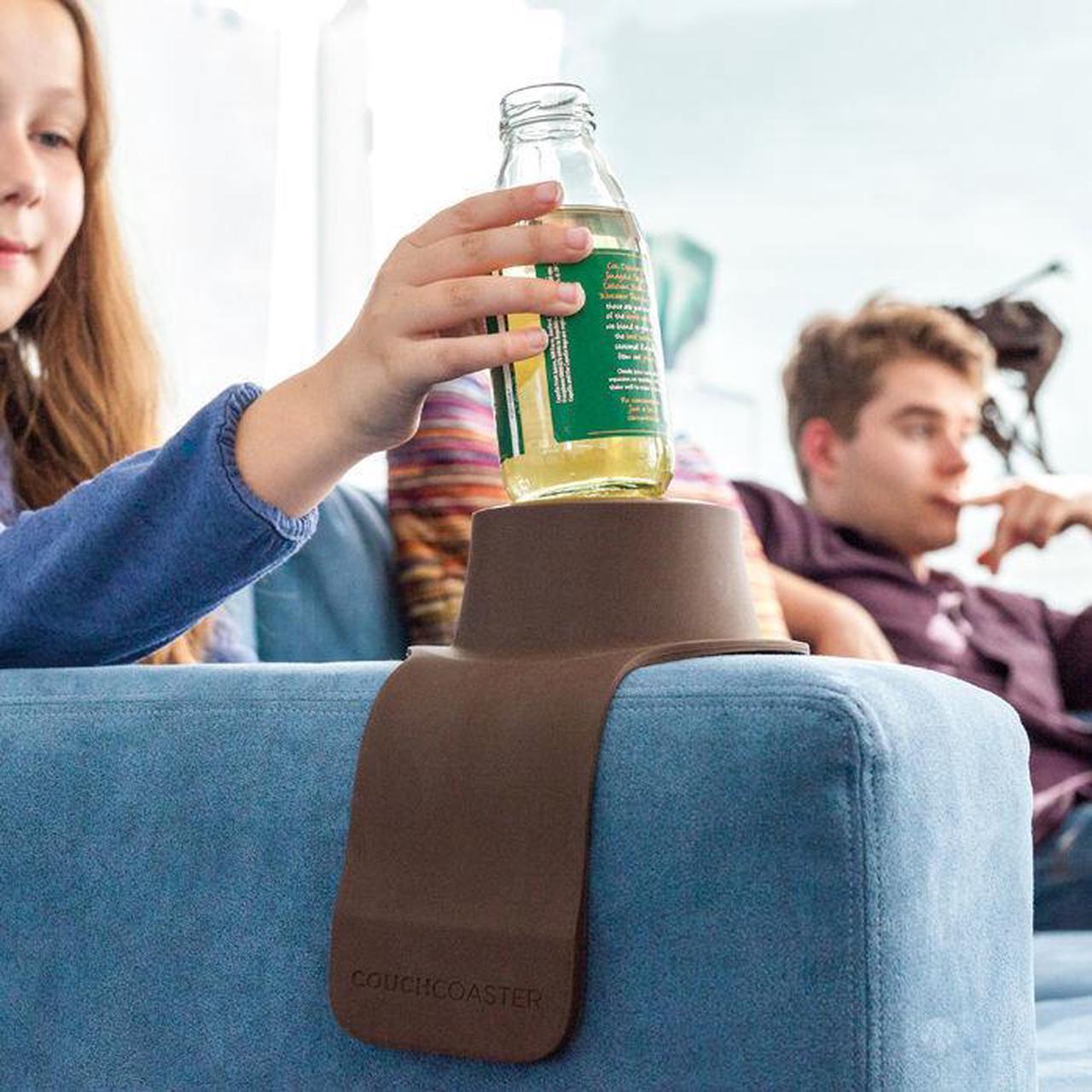 Alt view image 15 of 18 - CouchCoaster Weighted Drink Holder One Size Fits All Drinks, Mocha Brown