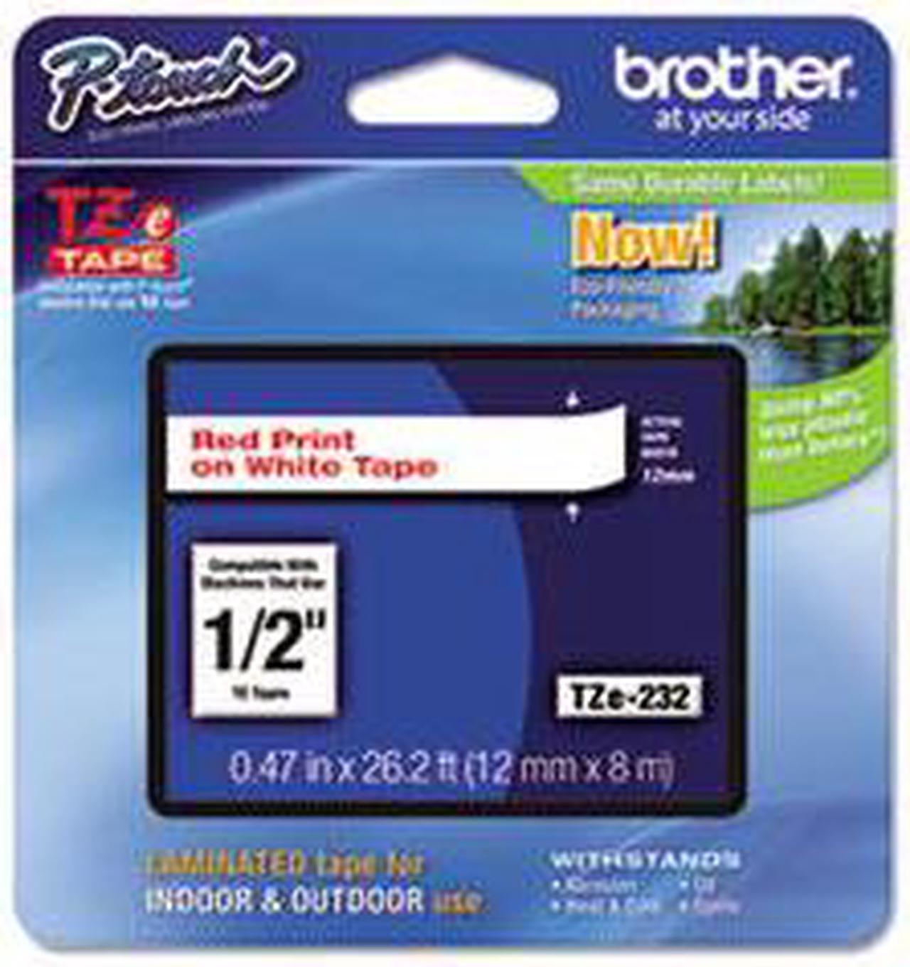 Brother P-touch TZe Laminated Tape Cartridges - 1/2" Width x 26 1/5 ft Length - Rectangle - White - 1 / Each  BRTTZE232