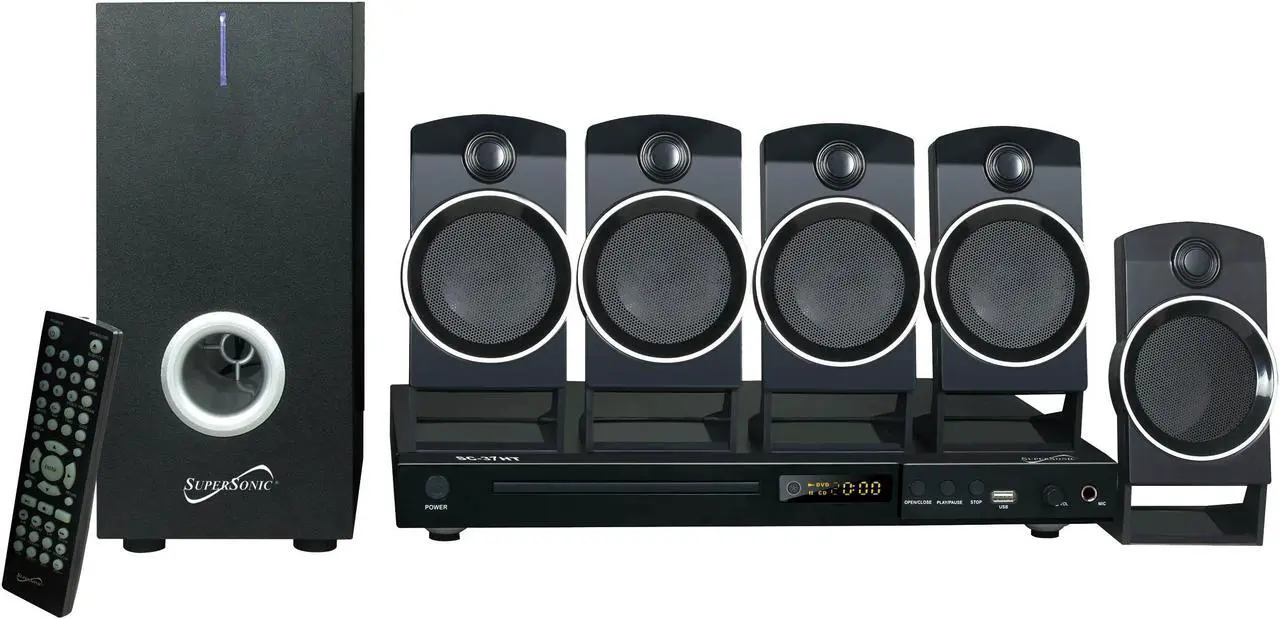Alt view image 7 of 15 - SUPERSONIC SC-37HT 5.1 Channel Dvd Home Theater System With USB Input & Karaoke Function