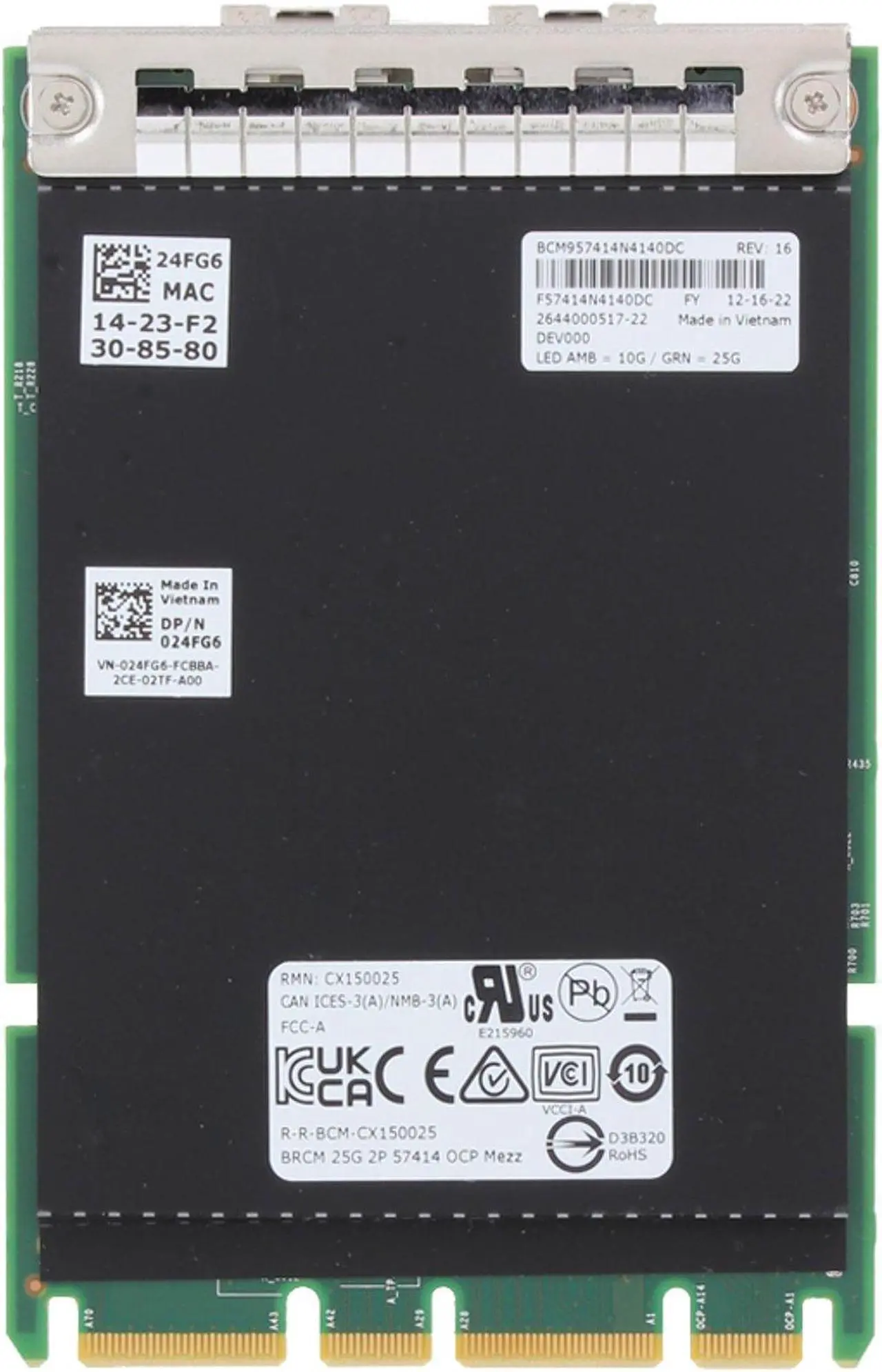 Alt view image 5 of 5 - Dell Broadcom 57414 Dual 25GbE SFP28 OCP 3.0 (24FG6)