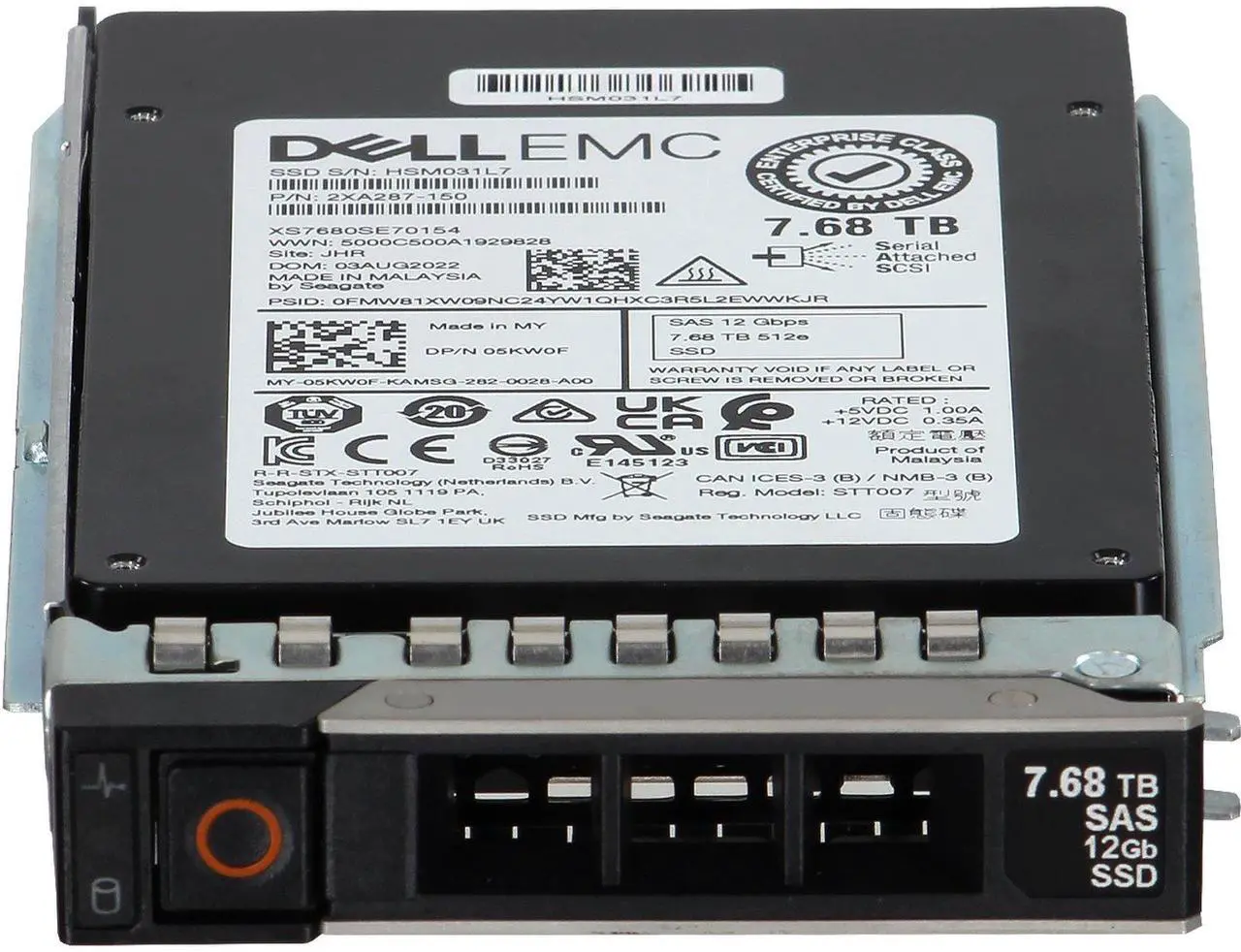 Alt view image 2 of 5 - Dell 7.68TB 12Gbps SAS RI TLC SED 2.5 SSD XS7680SE70154 (5KW0F)