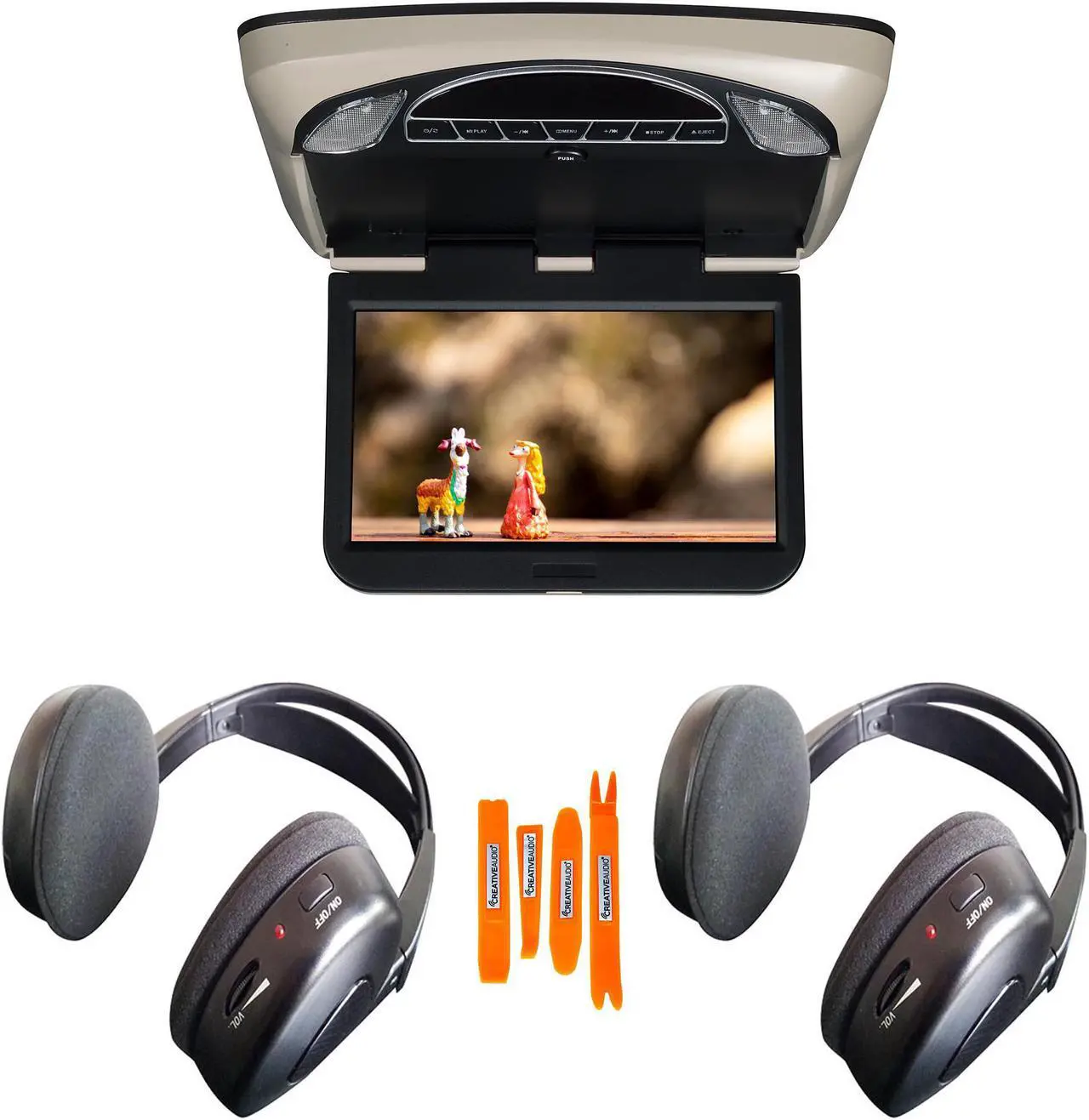 Main image of Voxx Movies To Go VXMTG10 10.1" Hi-Res DVD LED Back-lit Overhead Monitor with 2 pair of wireless headphones