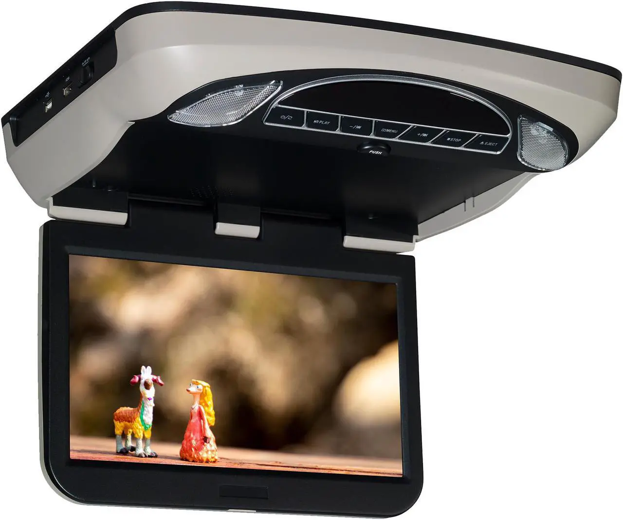 Alt view image 3 of 4 - Voxx Movies To Go VXMTG10 10.1" Hi-Res DVD LED Back-lit Overhead Monitor with 2 pair of wireless headphones