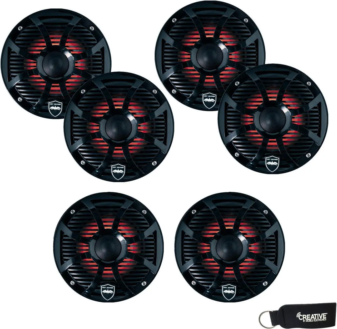 Main image of Wet Sounds - Three Pairs Of REVO 6-SWB Black Closed SW Grille 6.5 Inch Marine LED Coaxial Speakers