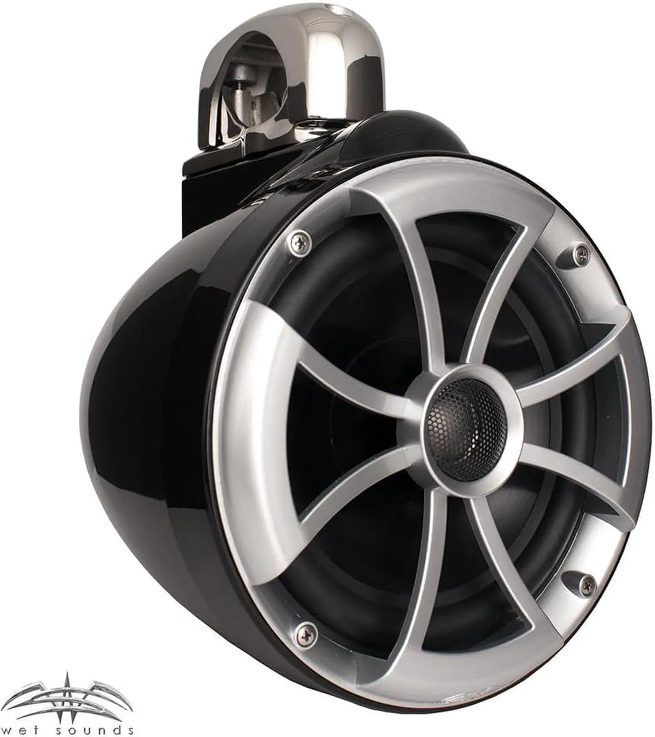 Alt view image 3 of 4 - Wet Sounds ICON8B-FC Black 8" Tower Speakers with Stainless Fixed Clamps and Wet Sounds HTX2 Amplifier