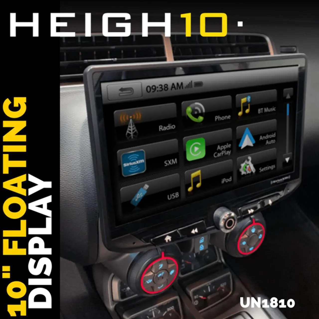 Alt view image 2 of 10 - Stinger HEIGH10 UN1810 AM/FM/Audio/Video Receiver w/ 10-inch Touch Screen and Mech-less Design - Single-DIN Mounting