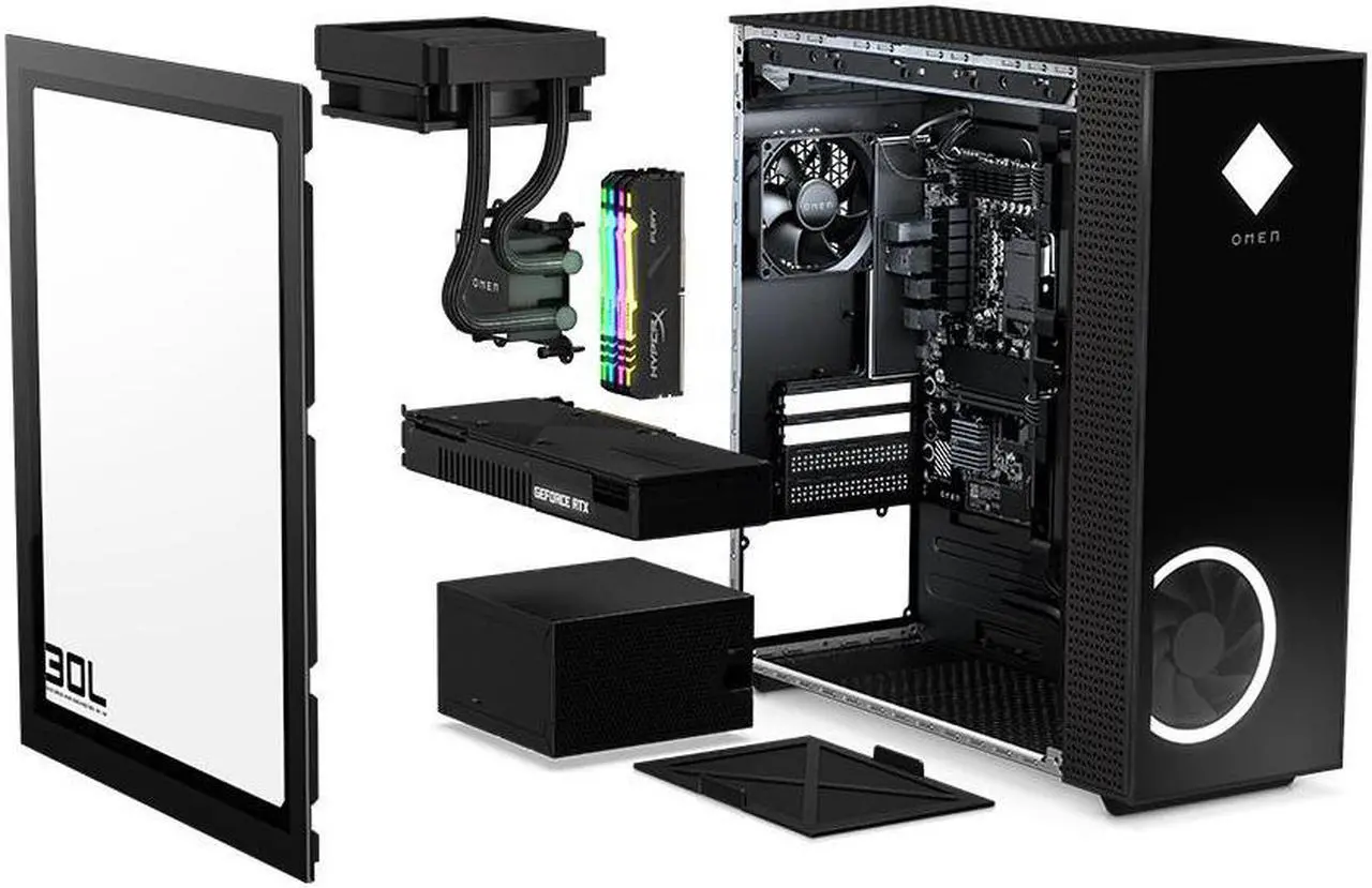 Alt view image 3 of 7 - 2021 HP OMEN 30L Gaming Desktop PC (AMD Ryzen 9 5900X Processor RGB Liquid Cooled, NVIDIA RTX 3090 Graphics Card, 800 Watt PSU, Windows 10 Professional, 4TB PCIe SSD + 2TB HDD, 64GB HyperX RGB RAM)